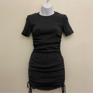 Zara Women's Grey Ribbed Rutched Dress